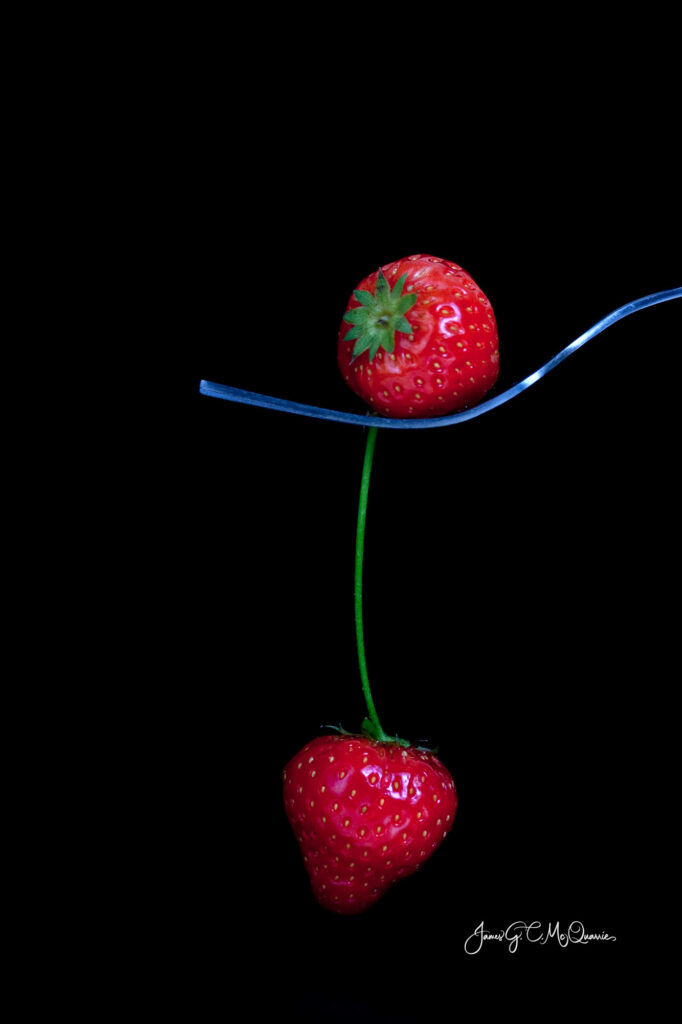 Strawberries on a fork